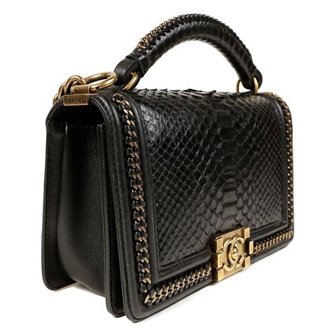chanel python boy bag with handle